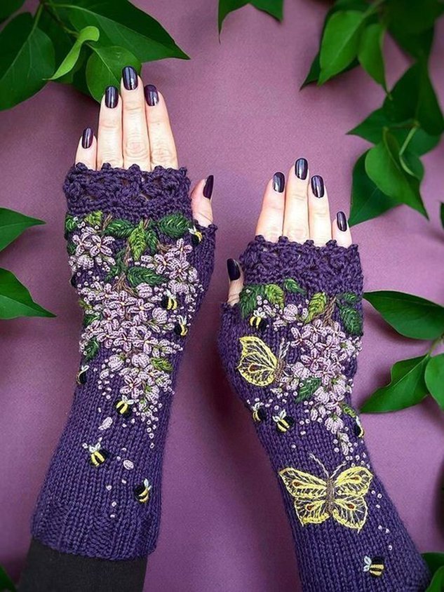 Crochet Flower Gloves