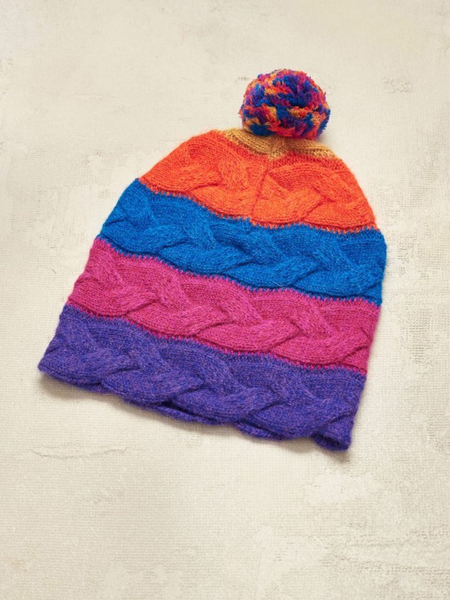 Mixed Color Striped Woven Twist Hat
