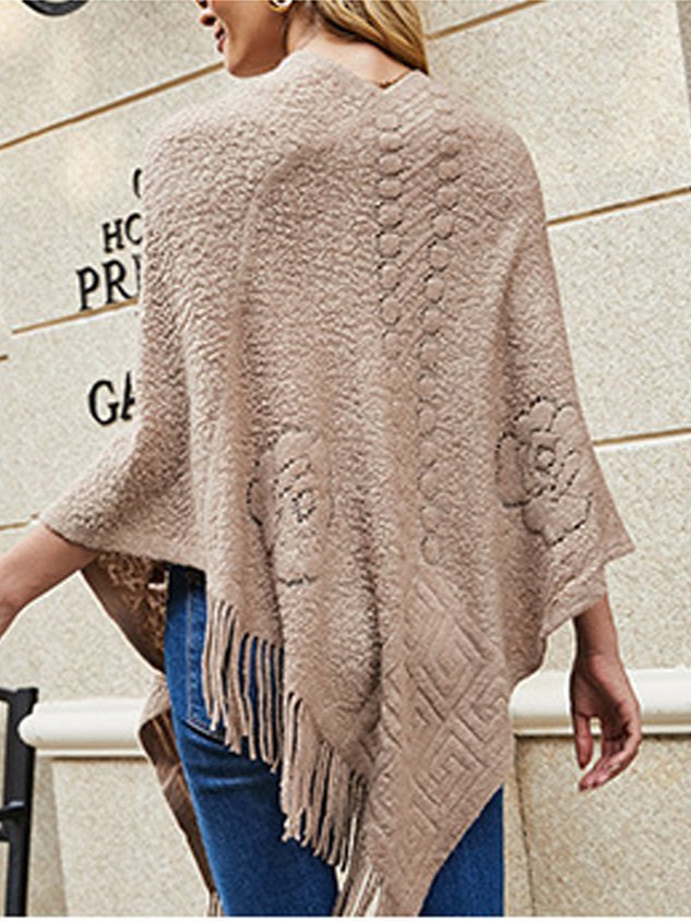 Scarves & Shawls Vintage fringed pearl plain shawl Shawl cloak sweater women beaded tassel sweater