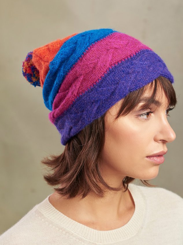 Mixed Color Striped Woven Twist Hat