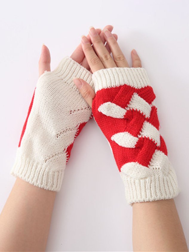 Color-block Woolen Gloves