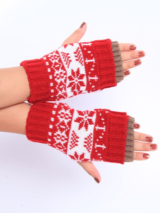 Simple Ethnic Jacquard Gloves