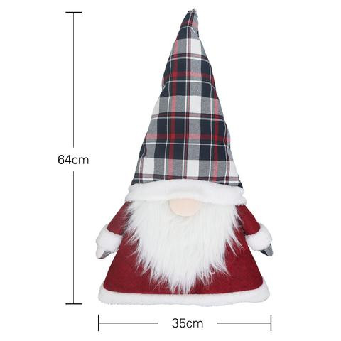 Plush Gnome Christmas Tree Topper With Plaid Hat