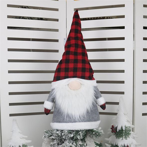 Plush Gnome Christmas Tree Topper With Plaid Hat