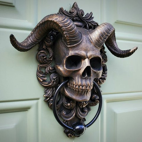 ( Christmas Early Special Offer - 50% OFF) Baphomet Horned God Skull Hanging Door Knocker