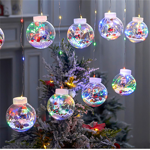 Christmas Balls Santa Garland Curtain Lights 2021 Christmas Decoration Home New Year 2022 Christmas Ornaments