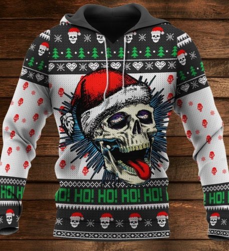 Men's Casual Skull Merry Christmas Limited Edition Hoodie