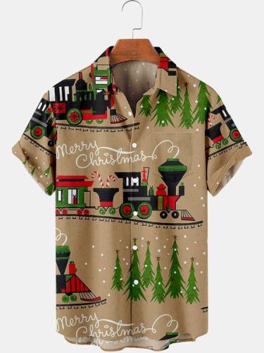 Cute christmas train print Men's Shirt