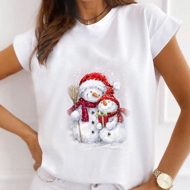 Lovely 2021 Christmas Ladies White T-Shirt S