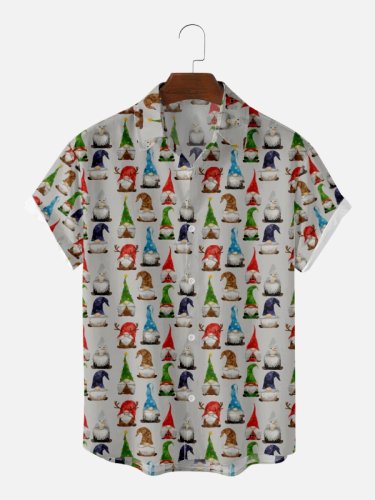 Grey Christmas Elves Men'sShirt Collar Shirts & Tops