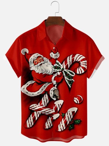 Christmas Santa Claus Printed Short Sleeve Shirts & Tops