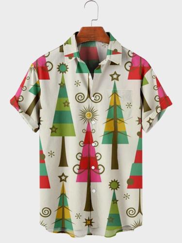 Christmas tree theme print Hawaiian shirt