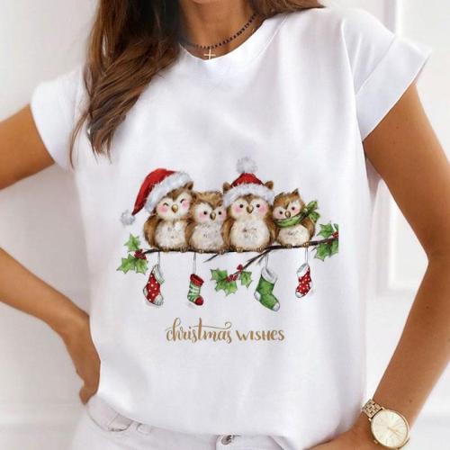 Merry Christmas Women White T-Shirt E