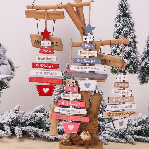 Christmas Tree Wooden Creative Letters Pendants Decoration