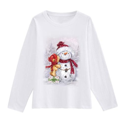 Lovely 2021 Christmas Women White T-Shirt H