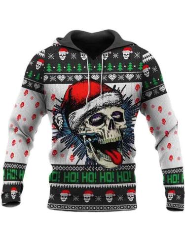 Men's Casual Skull Merry Christmas Limited Edition Hoodie