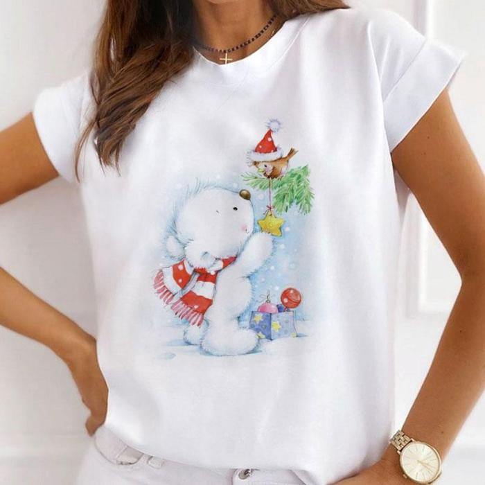 Beautiful Christmas Women White T-Shirt U