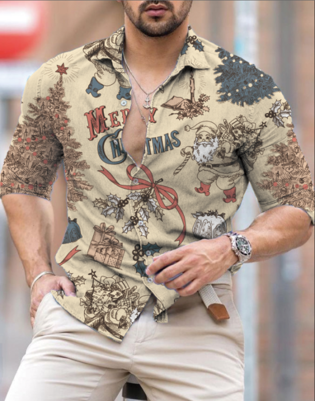 Men's Personalized Santa Long Sleeve Shirt
