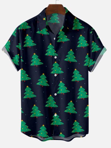 Christmas Trees Short Sleeve Casual Shirts & Tops