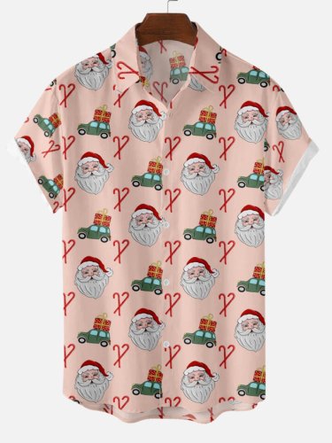 Santa Claus Christmas Shirt Collar Casual Shirts & Tops