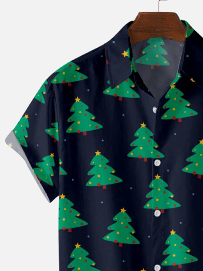 Christmas Trees Short Sleeve Casual Shirts & Tops