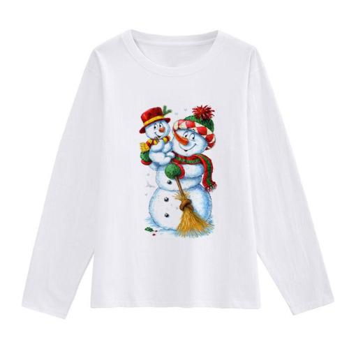 2021 NEW Fashion Printed Christmas White T-Shirt Women J