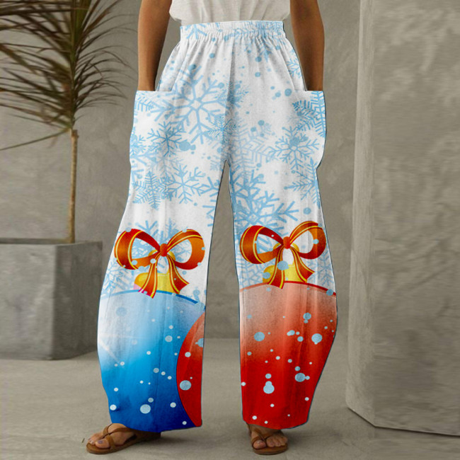Christmas Series Printed Plus Size Casual Pants