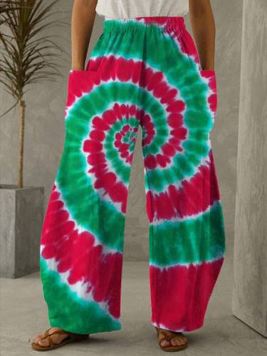 Christmas Tie-dye Print Casual Loose Pants
