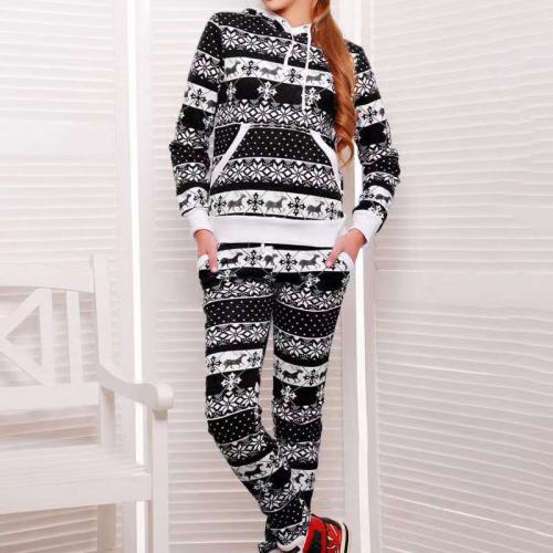 Christmas Hooded Sweater and Pants Suit Women