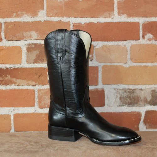 Men's 11  Calf Leather Boot in Black W/White Stitching