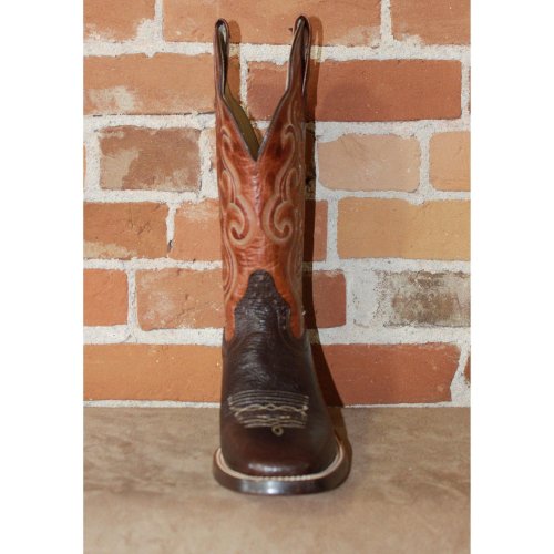 Men's 13  Leather Boot W/Brown Cowhide Vamp and Spanish Rust Top