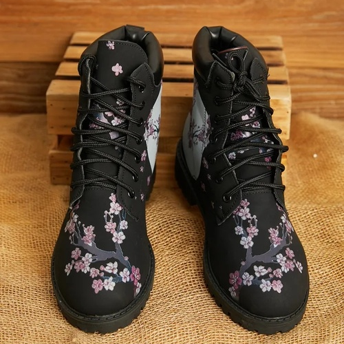 Simply Cherry Blossom Print Martin Ankle Boot