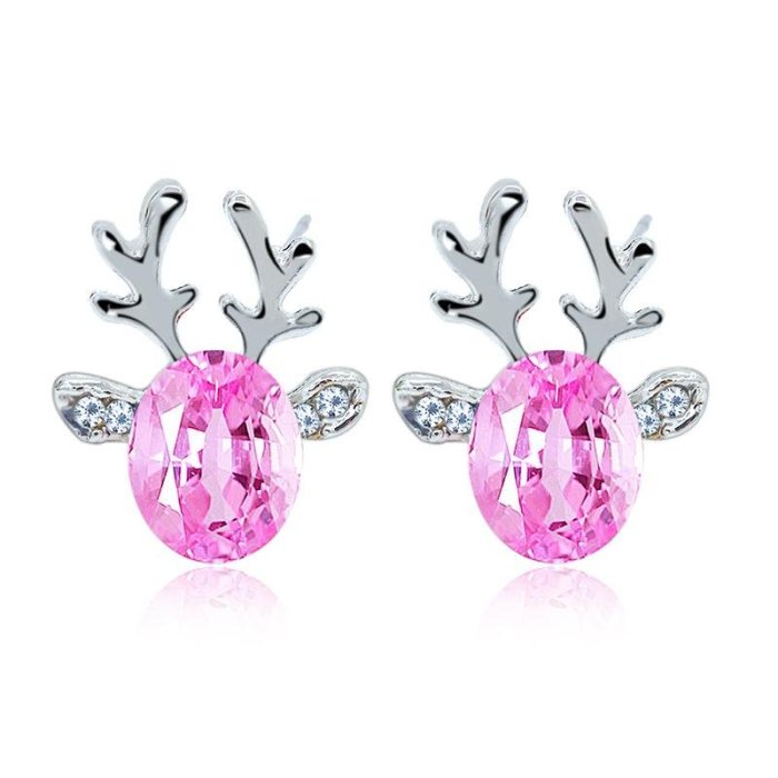 Luxury Three-Dimensional Crystal Gemstone Christmas Antler Earrings