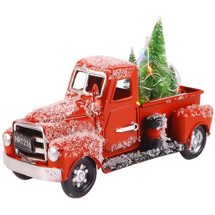 Christmas Decoration Red Car Truck Decor Crafts with Tree