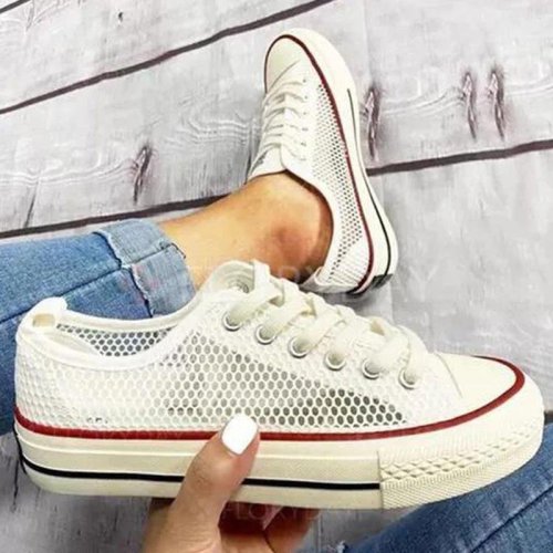 Fashion Mesh Breathable Lace-Up Canvas Sneakers