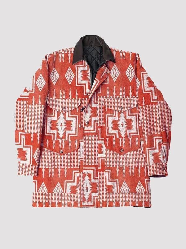 Men's Chic Retro Print Tweed Lapel Jacket