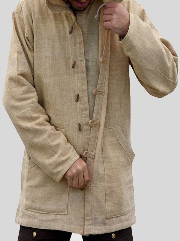 Men's Casual Retro Button Long Sleeve Cotton Coat