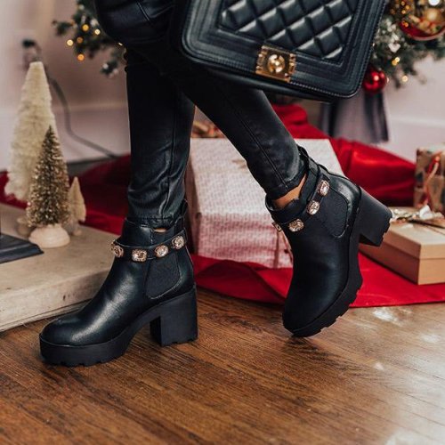 The Ozzy Faux Leather Bootie In Black