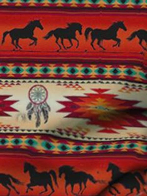 Men's fashion ethnic style horse pattern stitching zipper sweater