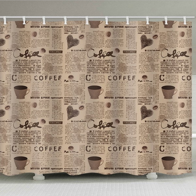 Coffee Newspaper Print Shower Curtain