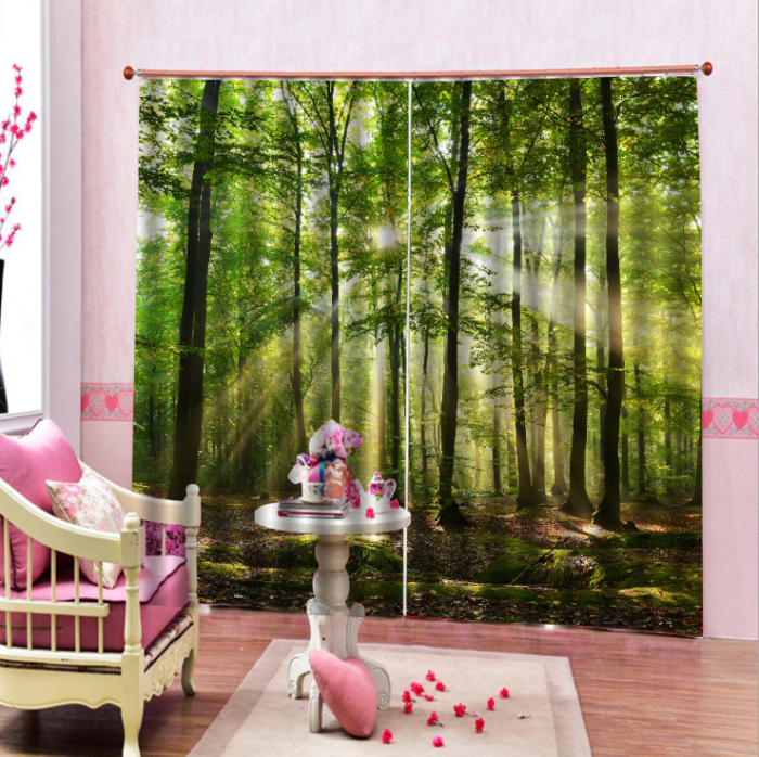 Sunny Forest Curtain 3D Printed Window Curtain