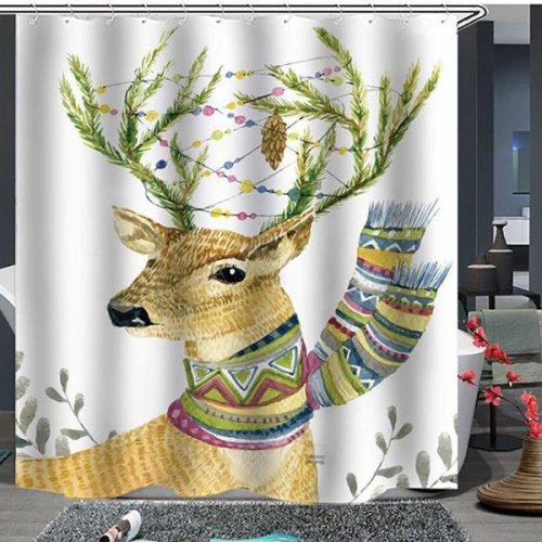 Cartoon Elk Series Shower Curtain