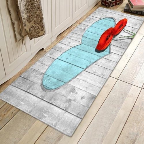 Wooden Board Love Pattern Rug Bedroom Living room Door Bathroom Anti-slip Floor Mat Carpet