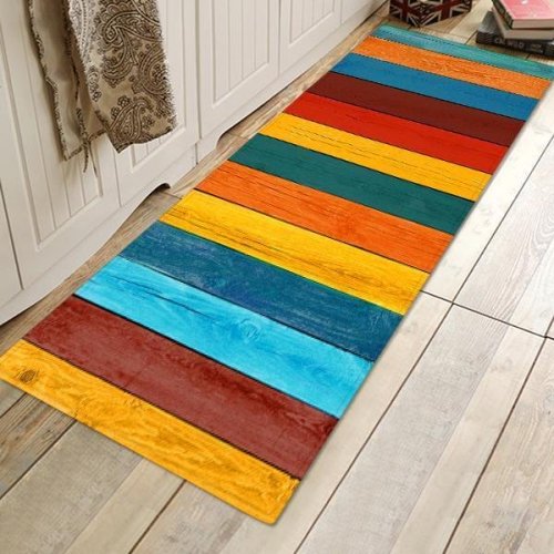 Color Wooden Board Pattern Rug Bedroom Living room Door Bathroom Anti-slip Floor Mat Carpet