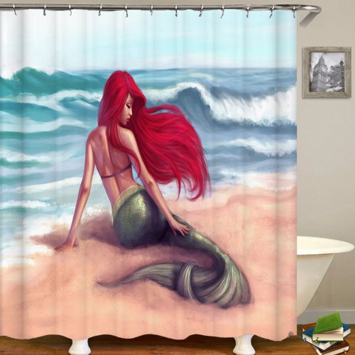 Mermaid Series Pattern Bathroom Curtain Mildew Waterproof Shower Curtain