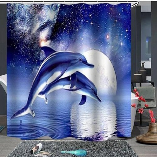 Dolphin Hand-painted  Shower Curtain