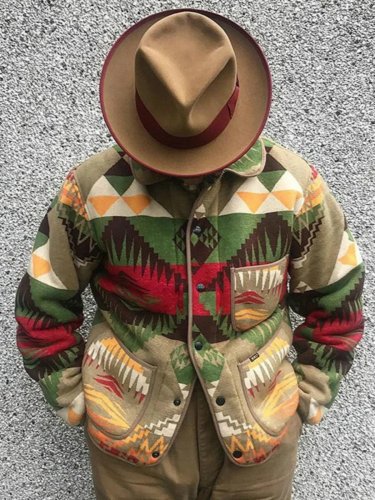new men's jacket print color matching casual coat