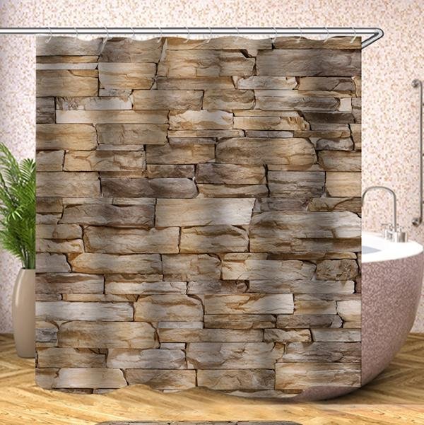 Old Stone Brick Shower Curtain