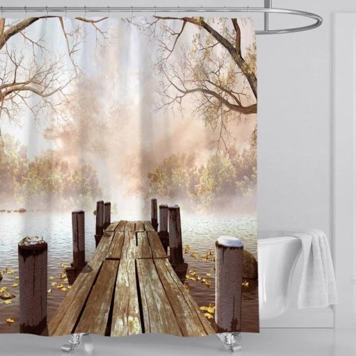 Creative Wooden Bridge Shower Curtain