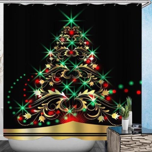 Christmas Series Style Digital Printing Pattern Bathroom Curtain Mildew Waterproof Shower Curtain